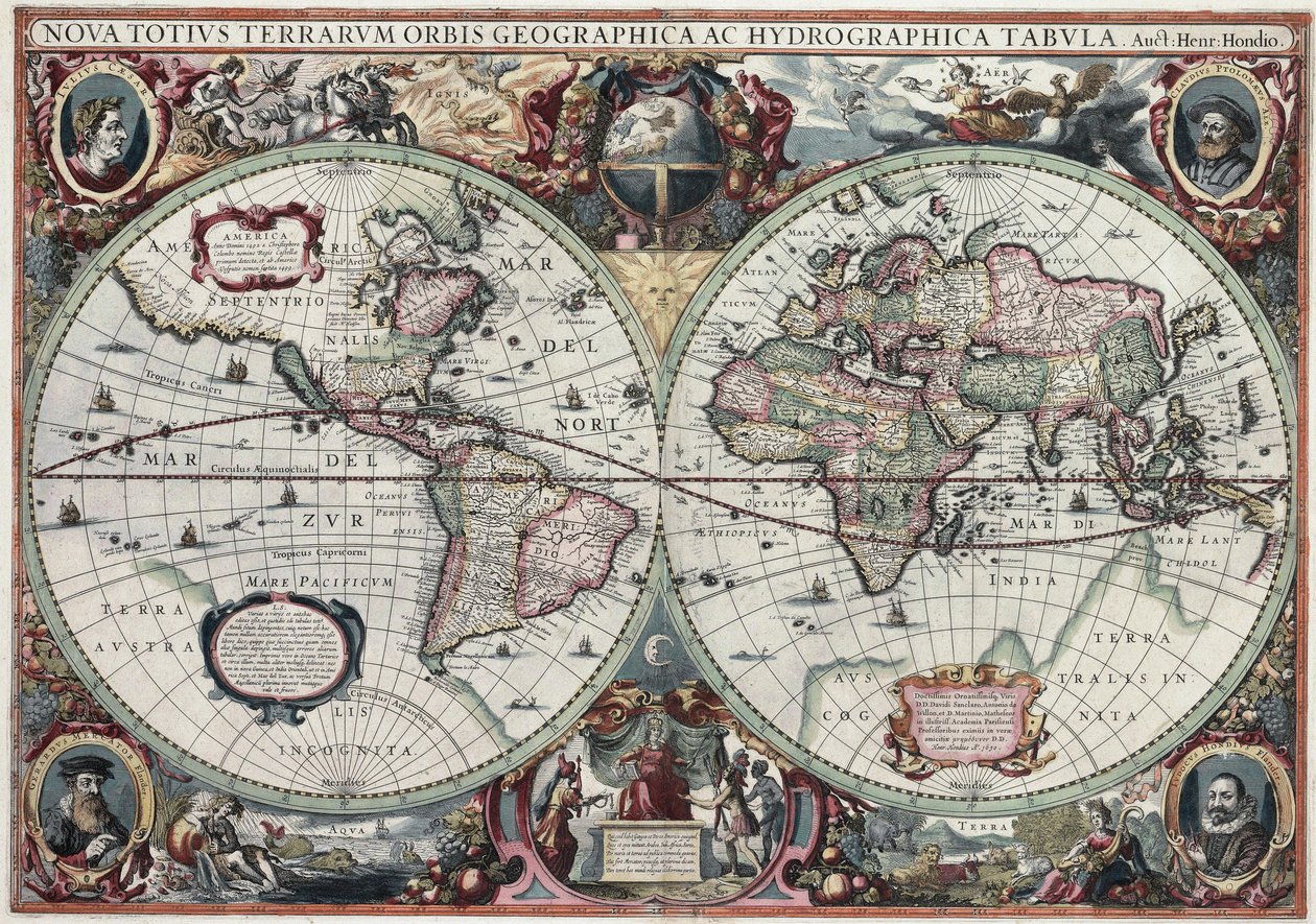 नोवा टोटिअस टेरारम Orbis Geographica Tabula द्वारा हेनरिकस होंडियस II