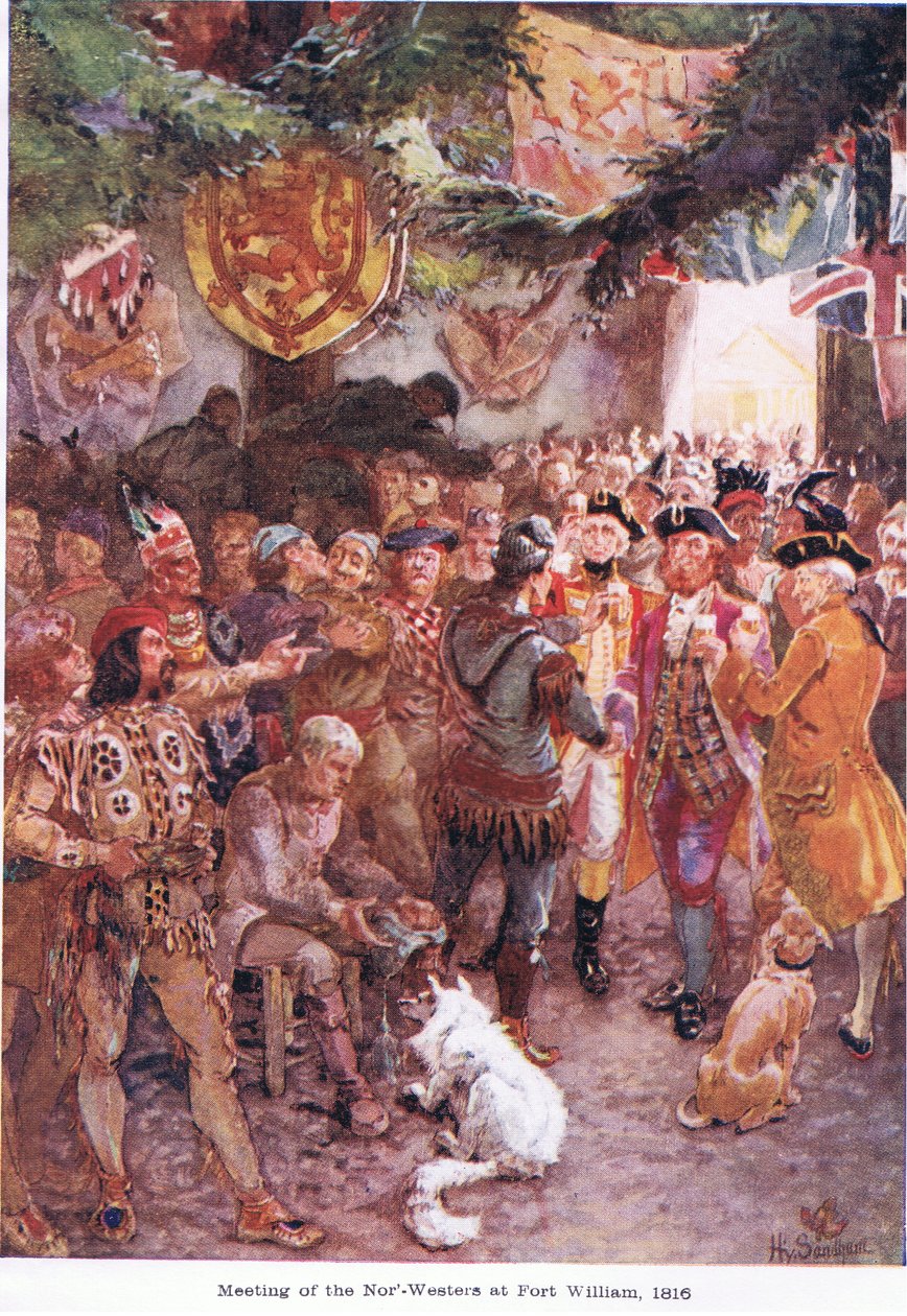 फोर्ट विलियम 1816 में नॉरवेस्टर्स की बैठक, c.1920 द्वारा हेनरी संधम