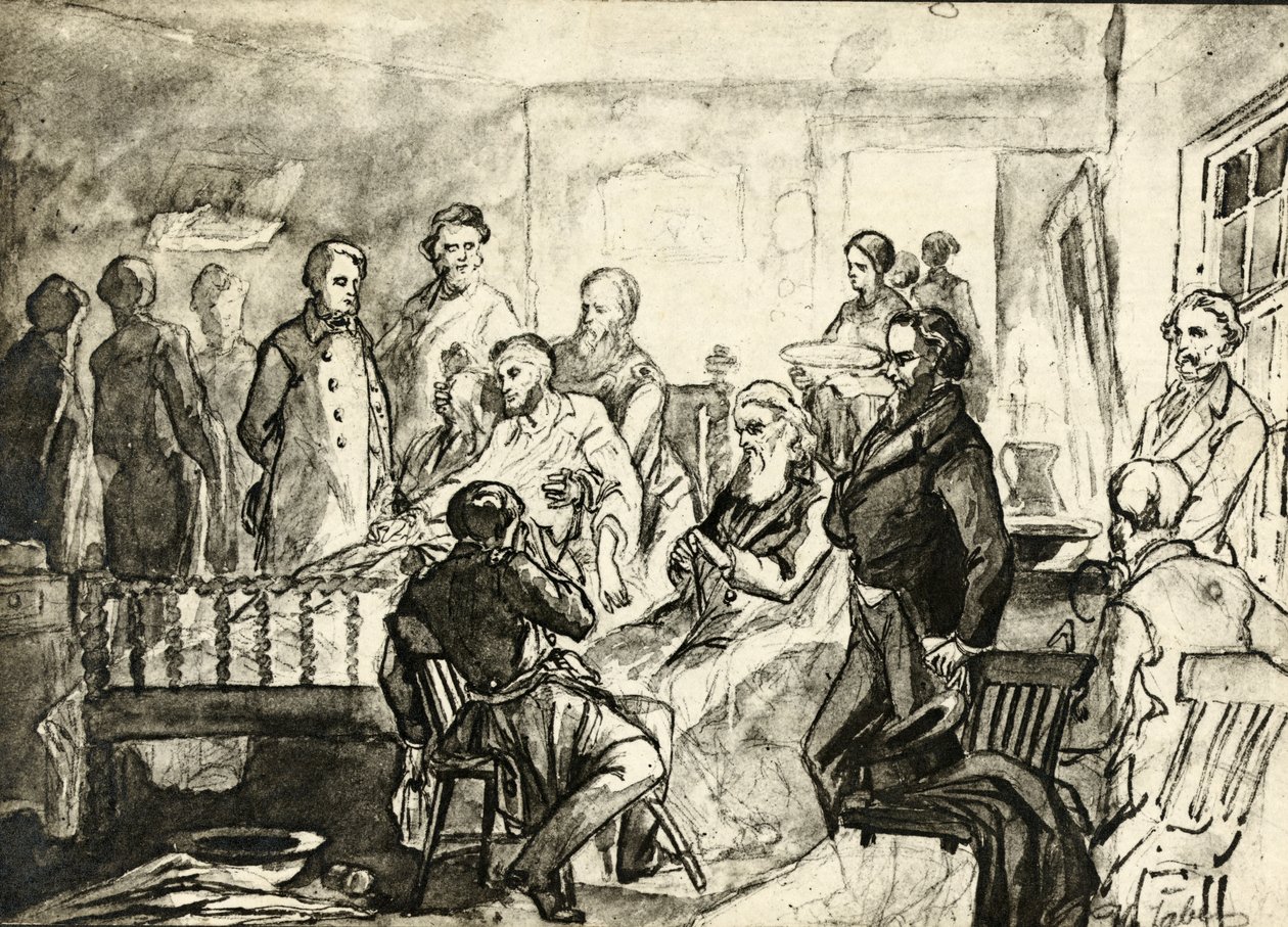 अब्राहम लिंकन अपने डेथ बेड पर, c.1865 द्वारा हरमन फेबर