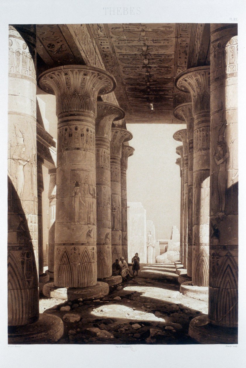 हाइपोस्टाइल हॉल ऑफ़ द रामेसियम, थेब्स, मिस्र, 1841 द्वारा हिमली