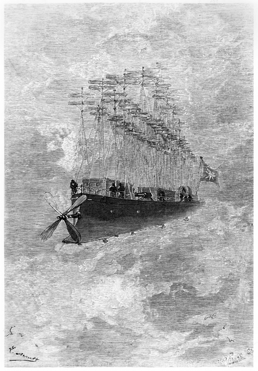 अल्बाट्रॉस, जूल्स वर्ने (1828-1905) पेरिस, हेत्ज़ेल, 1886 द्वारा &39;रोबूर ले विजेता&39; से चित्र द्वारा हिप्पोलाइट लियोन बेनेट