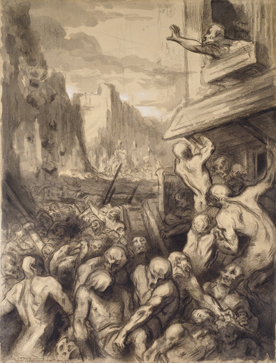सदोम का विनाश, c.1850 (wc और gouache कागज पर) द्वारा होनोरे ड्यूमियर