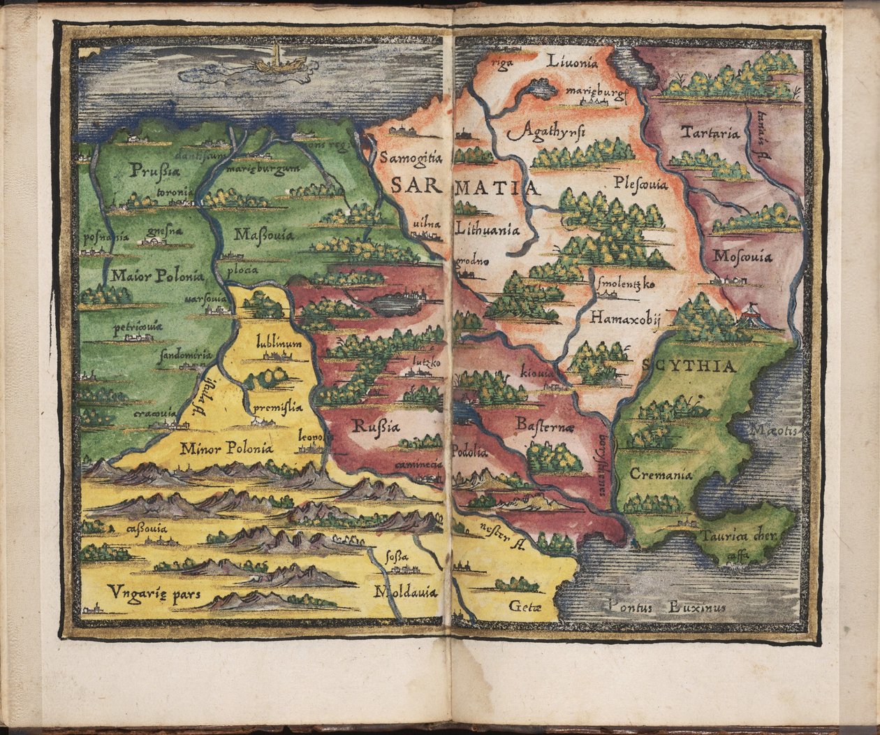 सर्माटिया का नक्शा: रुडिमेंटा कॉस्मोग्राफिका, 1542 द्वारा होंटेरस