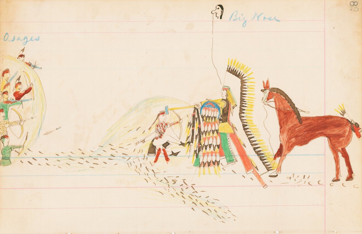 ओसेज, बिग नोज़, 1874-75 (पेन पेपर, स्याही और डब्ल्यूसी द्वारा हॉफिंग वुल्फ