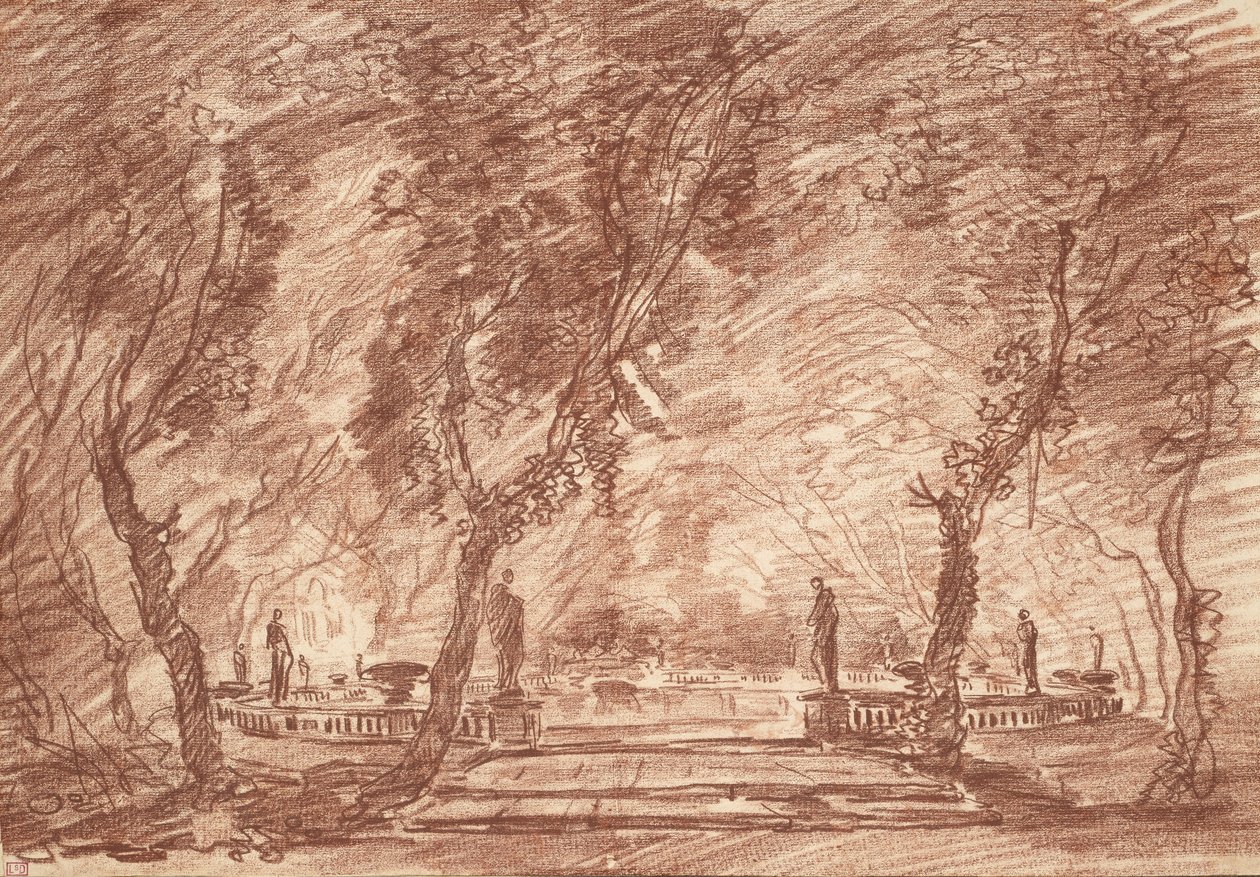 पार्क में फव्वारा, c.1765 द्वारा ह्यूबर्ट रॉबर्ट