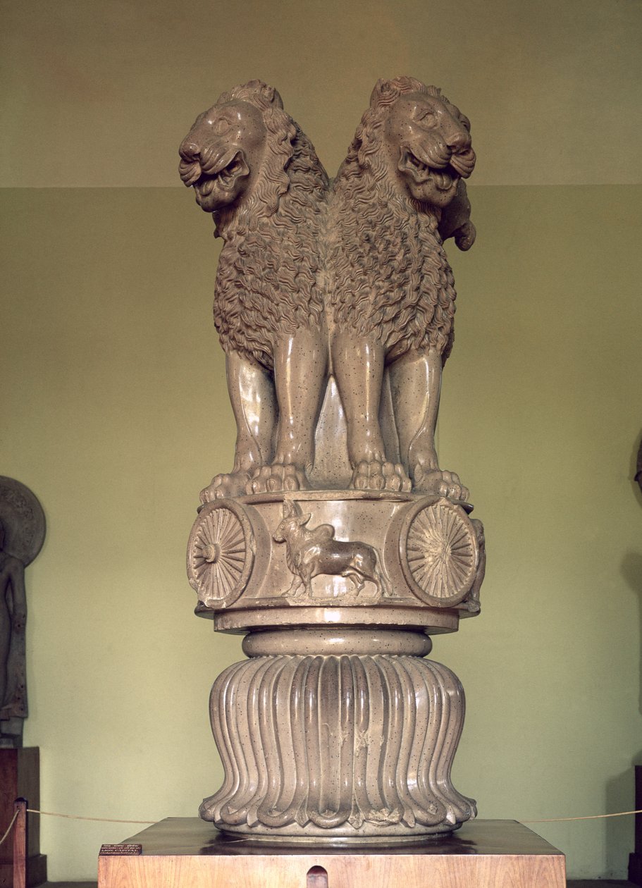 सम्राट अशोक के स्तंभ से सिंह की राजधानी (c.264-223 ईसा पूर्व) 273-236 ईसा पूर्व (पॉलिश बलुआ पत्थर) द्वारा भारतीय