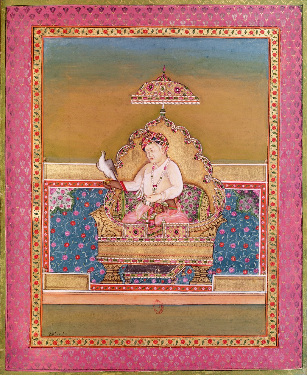अकबर (1556-1605) दिल्ली, 1774 में मुगल सम्राटों के चित्रों के एक एल्बम से द्वारा इंडियन स्कूल