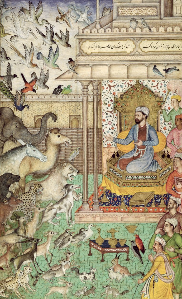 में। 04, f.74r राजा सोलोमन और जानवरों, c.1595 द्वारा इंडियन स्कूल