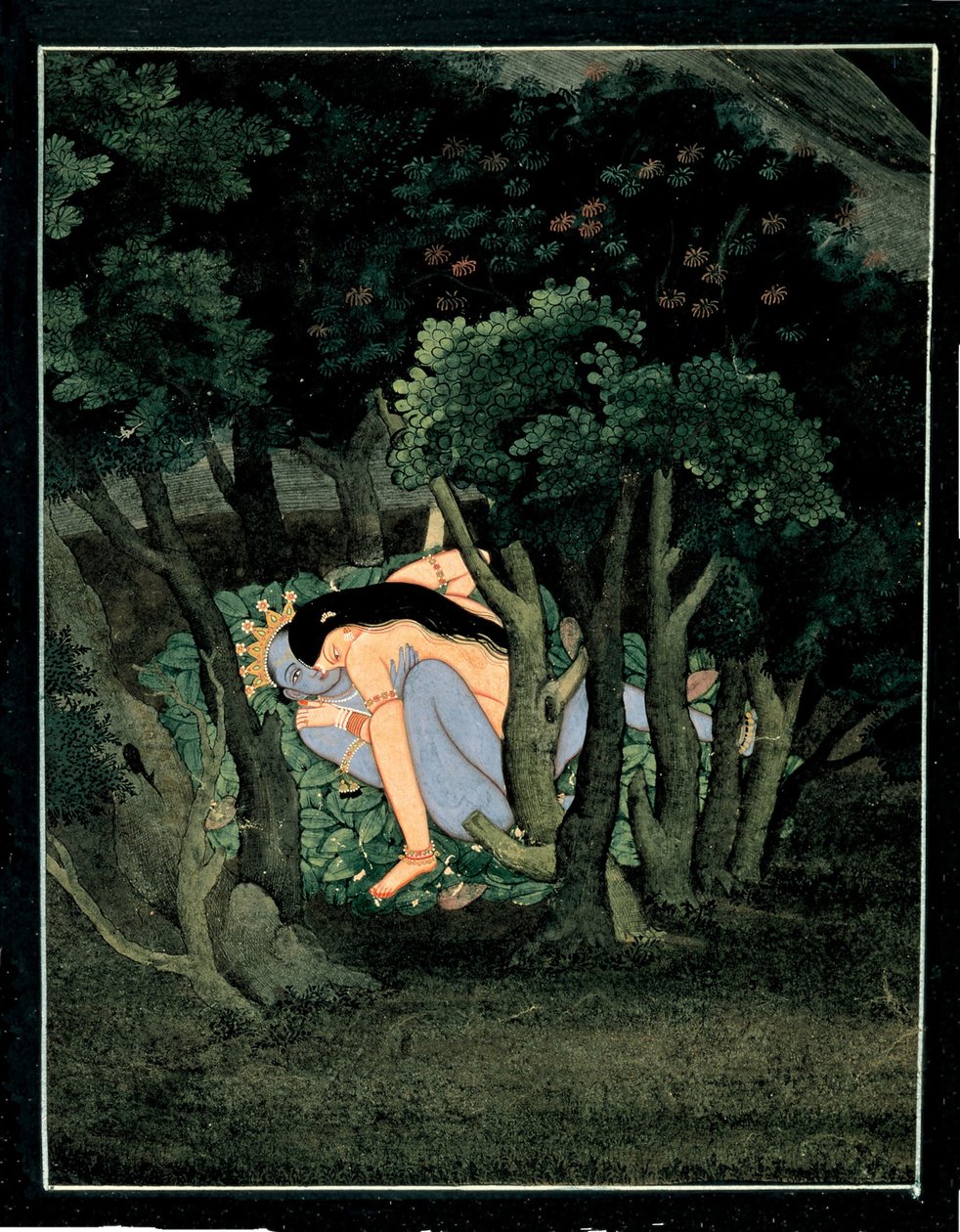 राधा द्वारा गले लगाया गया कृष्ण, 1775 को द्वारा भारतीय कला