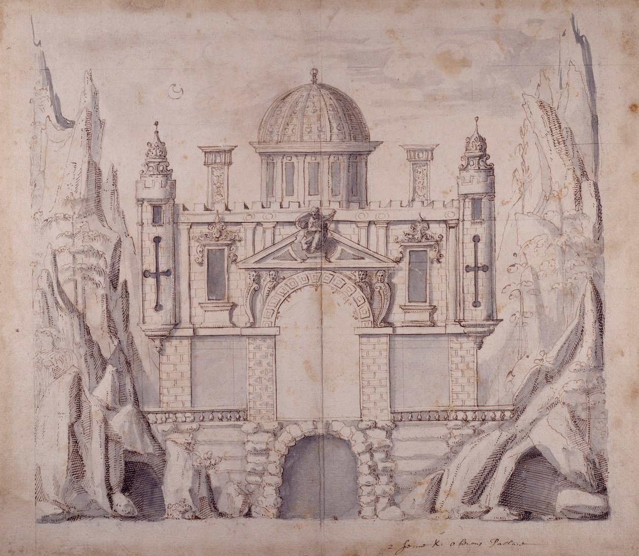 ओबेरॉन पैलेस, c.1611 (कागज पर कलम और स्याही) द्वारा Inigo जोन्स
