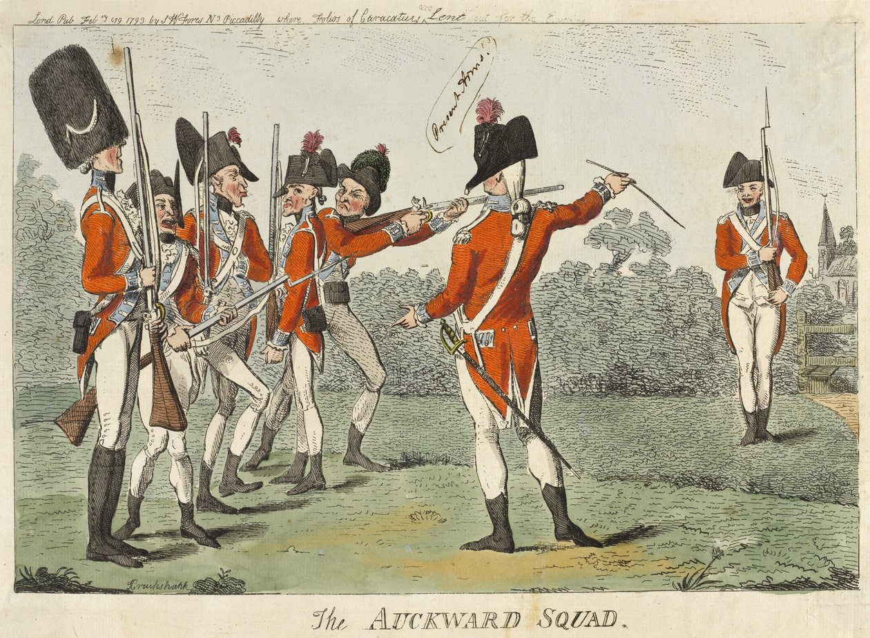 द ऑकवर्ड स्क्वाड, 1793 (रंगीन नक़्क़ाशी) द्वारा इसहाक क्रूशांक