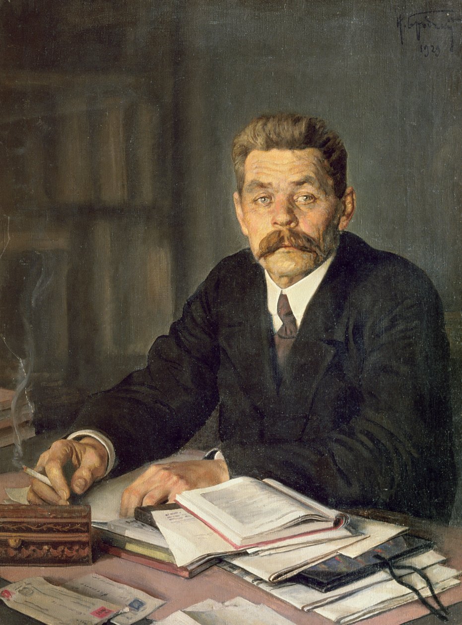 लेखक मैक्सिम गोर्की (1868-1939), 1929 का चित्र द्वारा इसहाक इसराइलेविच ब्रोडस्की