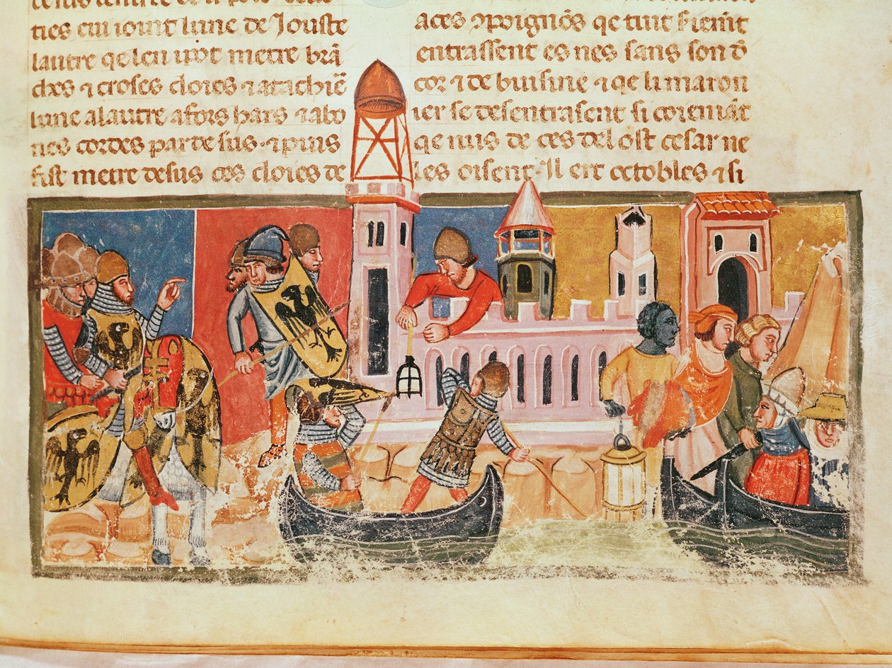 Suetonius द्वारा एक शहर की दीवारों पर लड़ाई, &39;ले Vite di Dodici Cesari&39; से (c.75-150) द्वारा इतालवी स्कूल