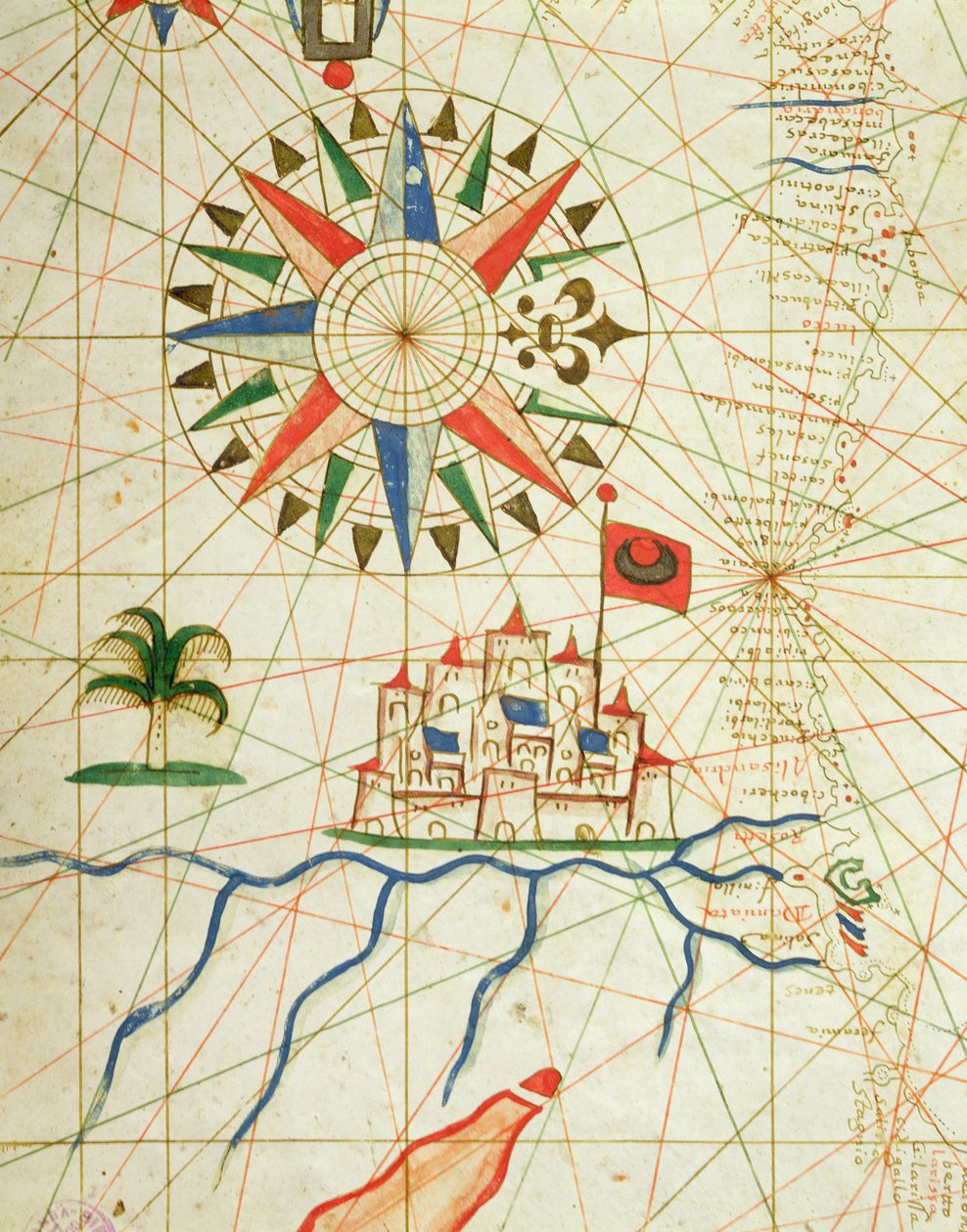 मिस्र, नाइल और काहिरा नदी, एक समुद्री एटलस से, 1646 (वेल्लम पर स्याही) (विस्तार 9119 से) द्वारा इतालवी स्कूल