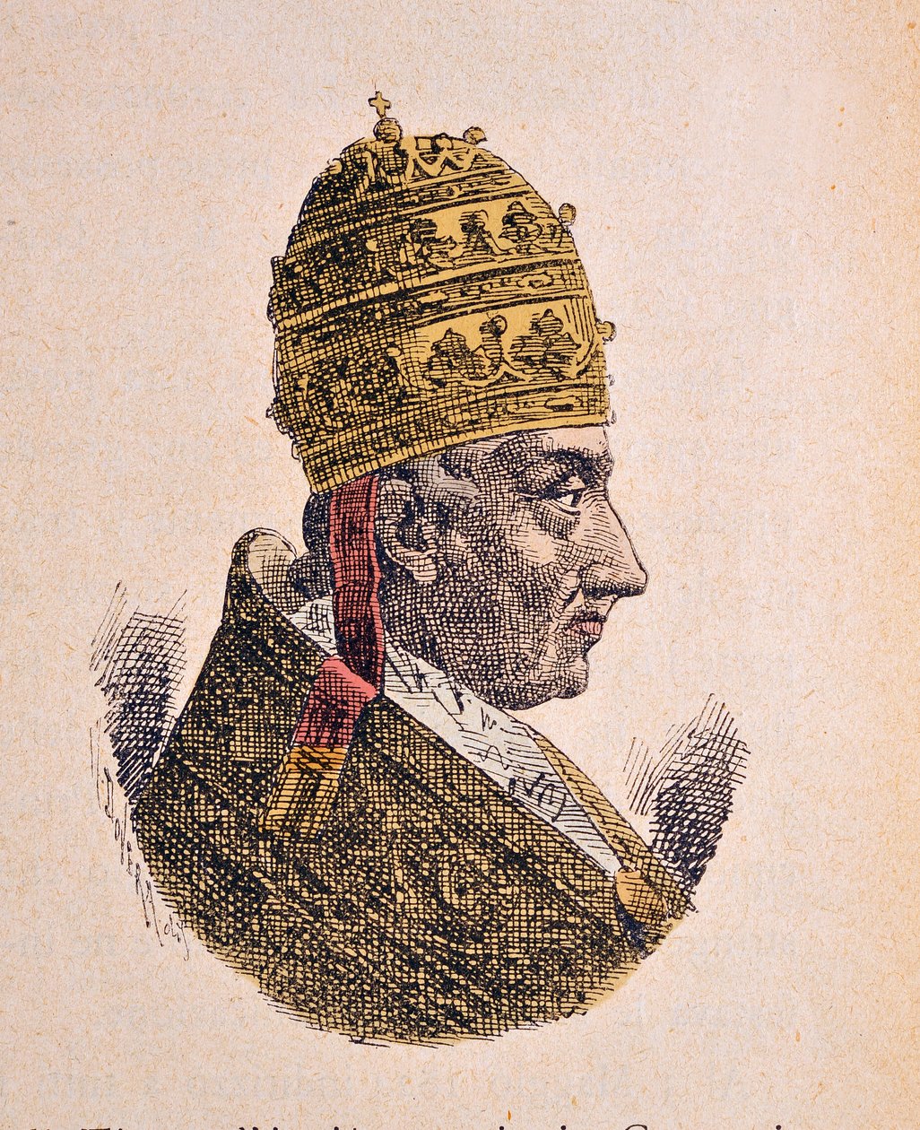 पोप लियोन XII (लियो, लियोन) का पोर्ट्रेट (1823-1829), 1898 (बाद में विभाजन के साथ उत्कीर्णन) द्वारा इतालवी स्कूल