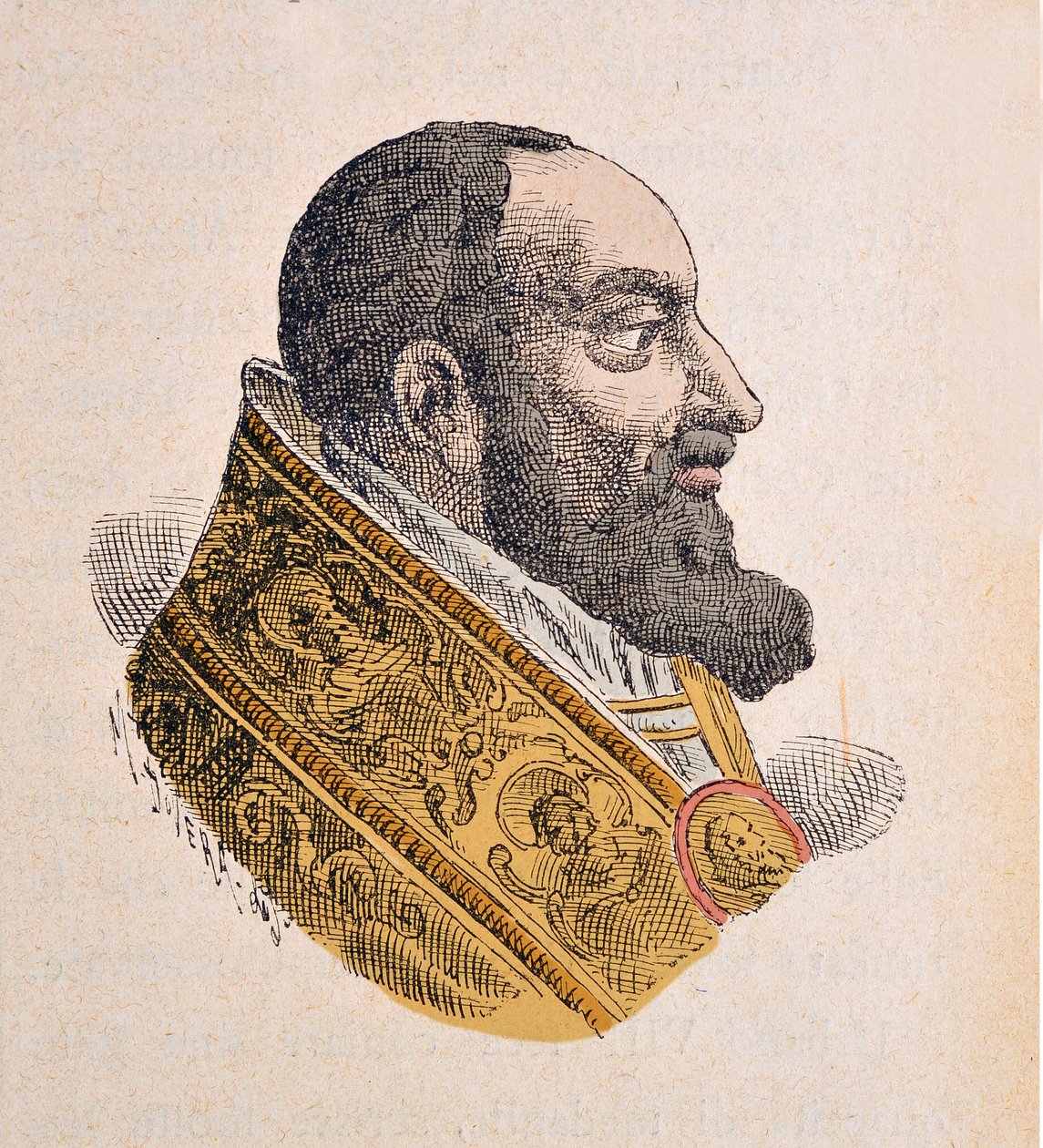 पोप अर्बेन VIII (शहरी या शहरी या उरबानो) का पोर्ट्रेट (1823-1644), 1898 (बाद के रंग के साथ उत्कीर्णन) द्वारा इतालवी स्कूल
