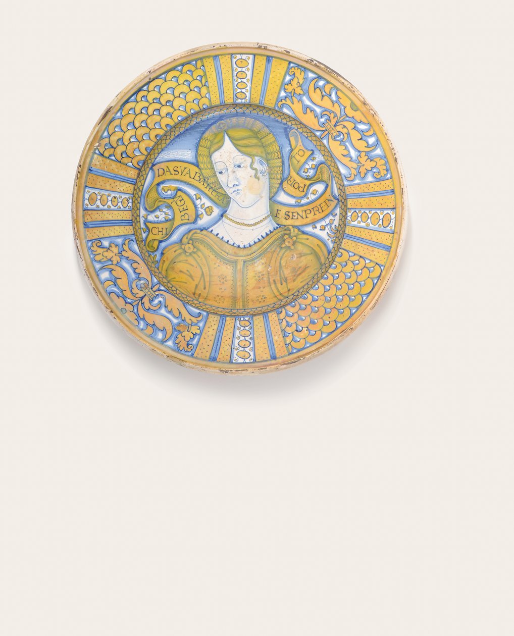 ए डेरुटा गोल्ड-लस्टर ब्यूटीफुल वुमन चार्जर, c.1500-30 द्वारा इतालवी स्कूल
