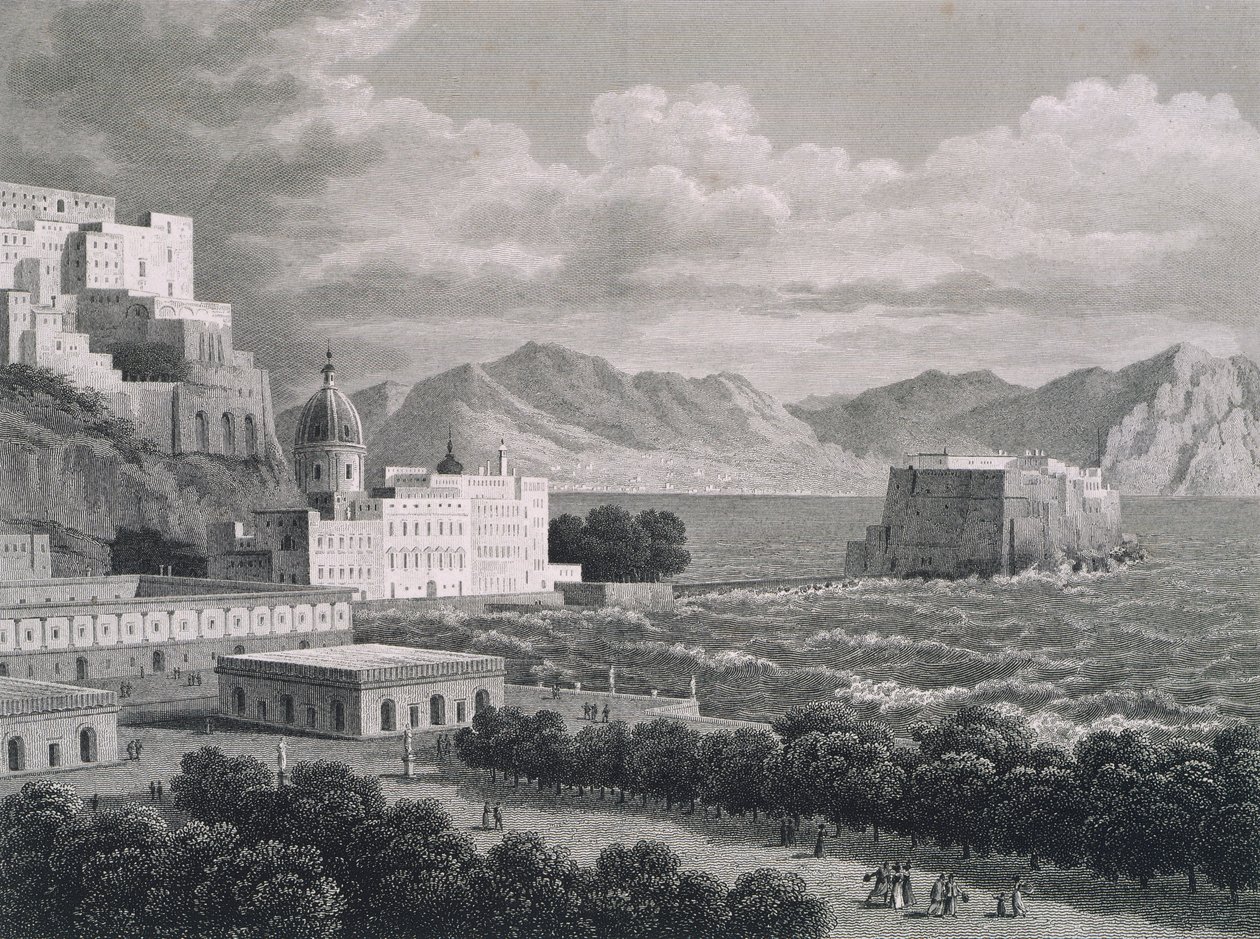 नेपल्स, इटली में Castel dell'Ovo द्वारा इतालवी स्कूल