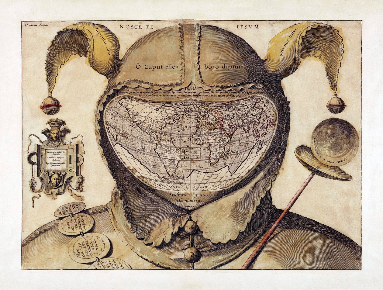 फूल्स कैप वर्ल्ड मैप, c.1590 (उत्कीर्णन) द्वारा इतालवी स्कूल