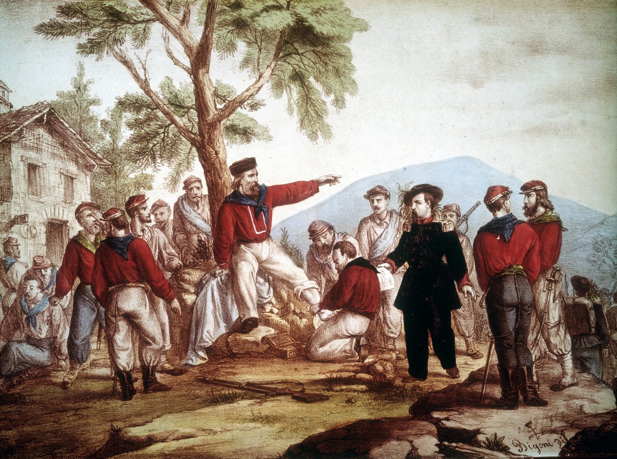 गैरीबाल्डी (1807-1882) एस्प्रोमोंटे में घायल हुए। द्वारा इतालवी स्कूल
