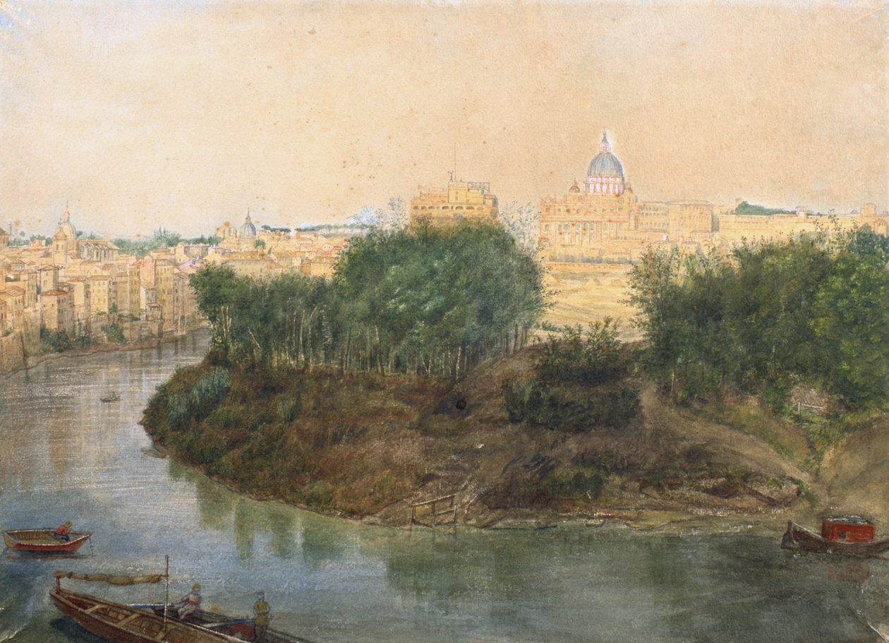 Tiber Island (कागज पर पेंसिल और wc) द्वारा इतालवी स्कूल