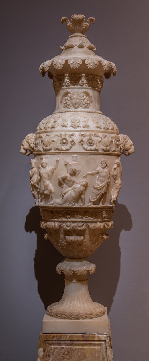 शास्त्रीय दृश्य के साथ फूलदान, c.1825 (अलबास्टर) द्वारा इतालवी स्कूल