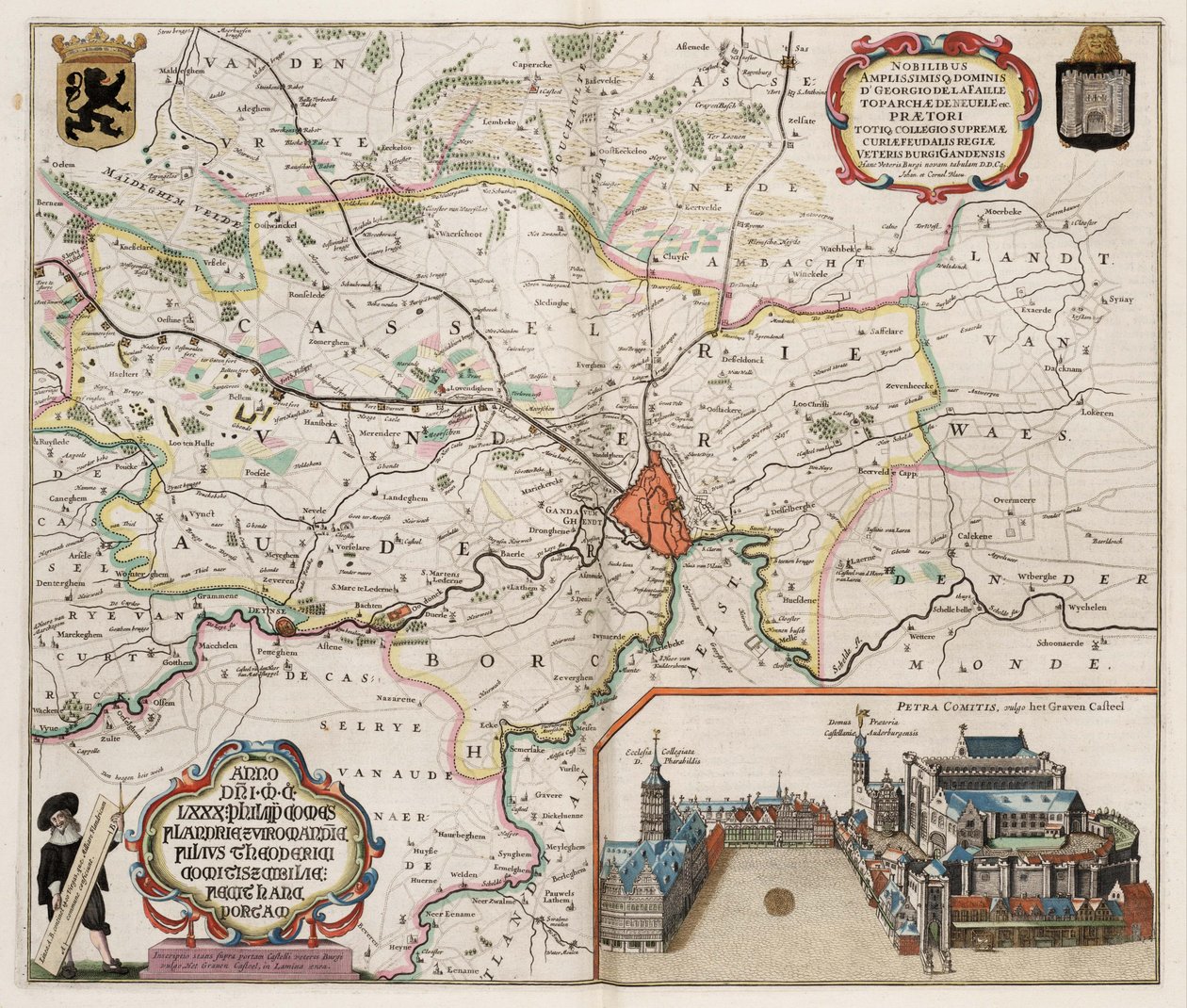 घेंट, बेल्जियम के आसपास के मानचित्र द्वारा J.Blaeu