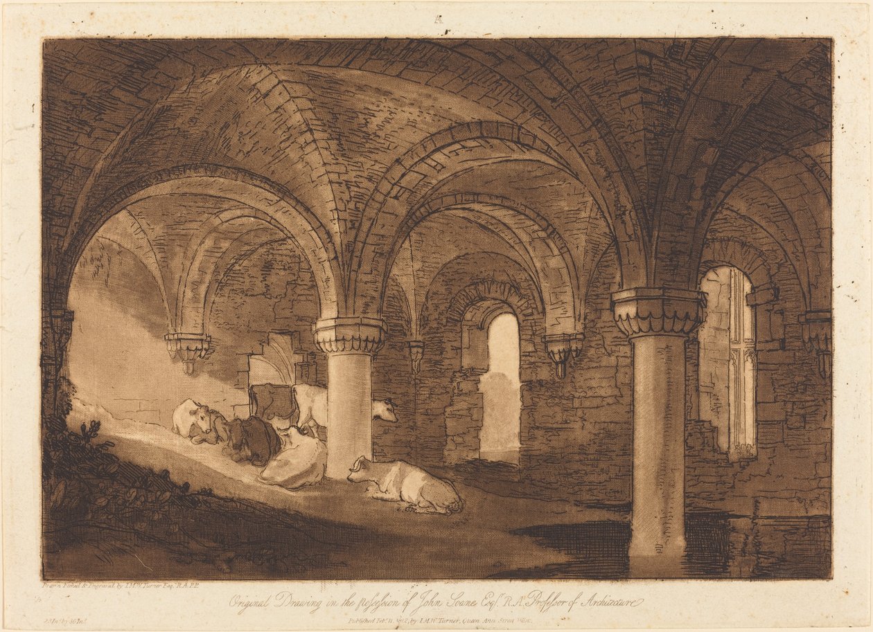 किर्कस्टाल एबे का क्रिप्ट, 1812 प्रकाशित। द्वारा जोसेफ मैलॉर्ड विलियम टर्नर