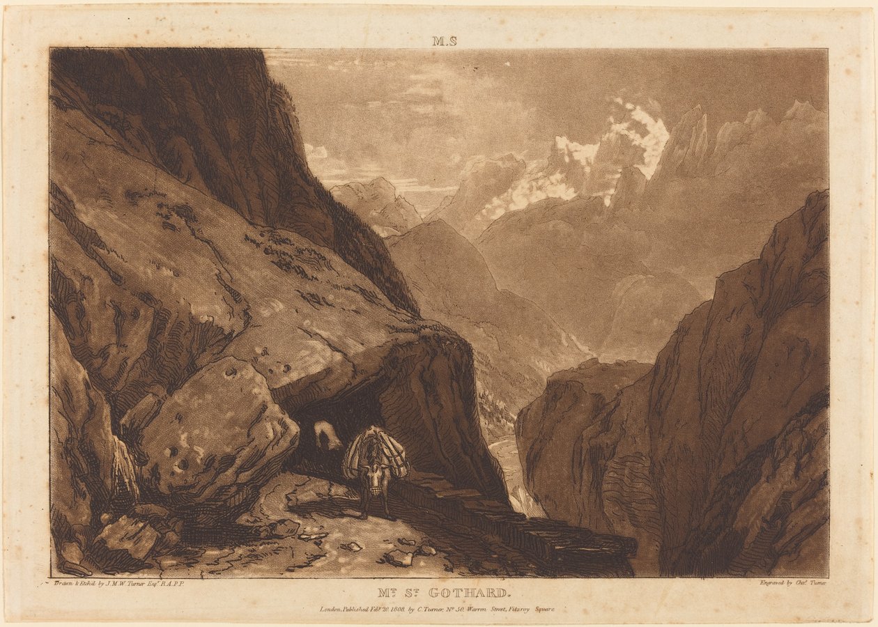Mt. Saint Gothard, 1808.  द्वारा जोसेफ मैलॉर्ड विलियम टर्नर