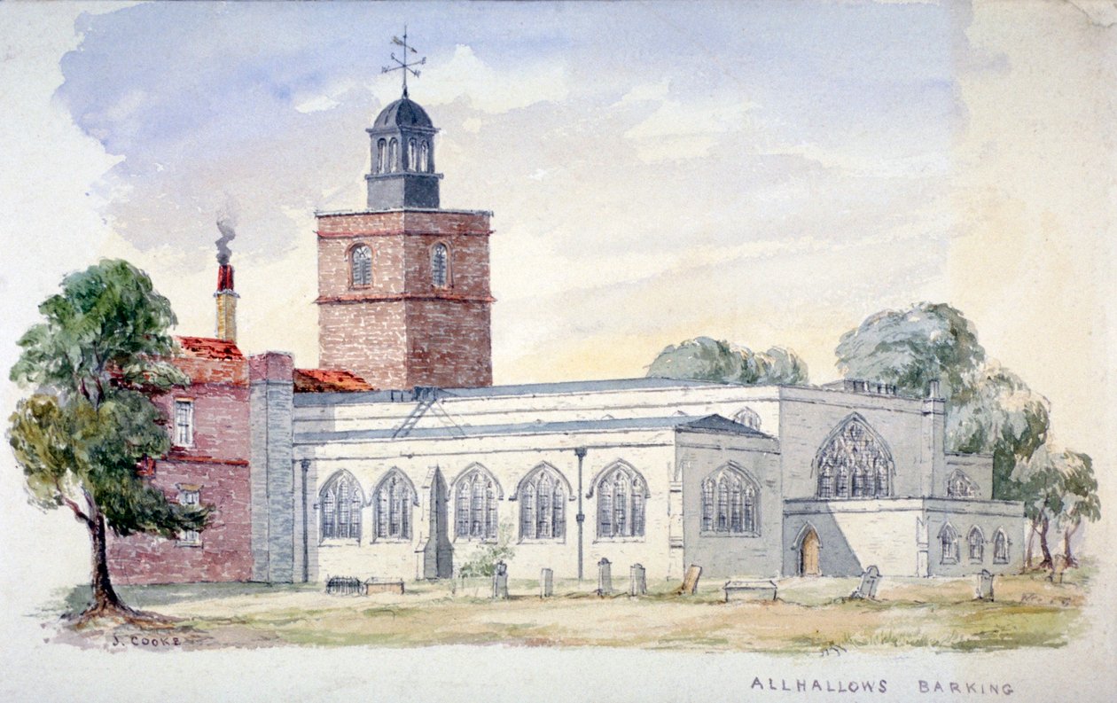ऑल हैलोज़-बाय-द-टॉवर चर्च, लंदन, c1840 द्वारा जे कुक