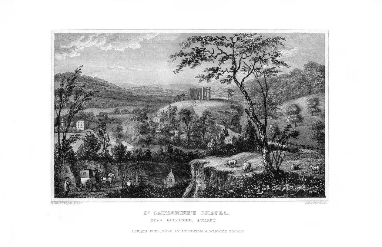 सेंट कैथरीन चैपल, गिल्डफोर्ड, सरे, 1829। द्वारा जे रोजर्स