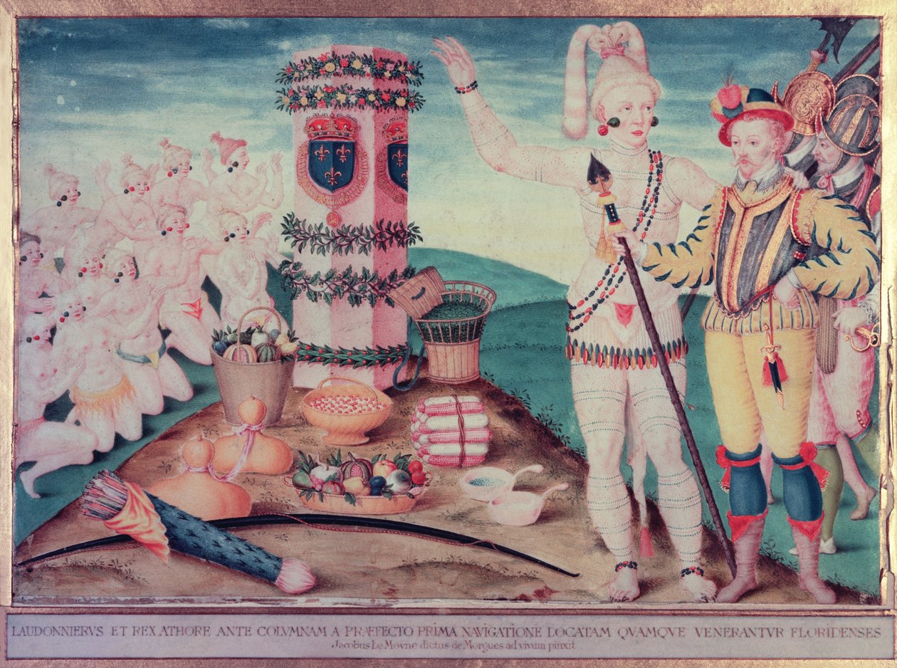 रेने गॉलिन डे लाउडोनियरे (c.1529-82) और रिबॉल्ट के कॉलम के सामने मुख्य अथोर, c.1570 द्वारा जैक्स ले मोयने