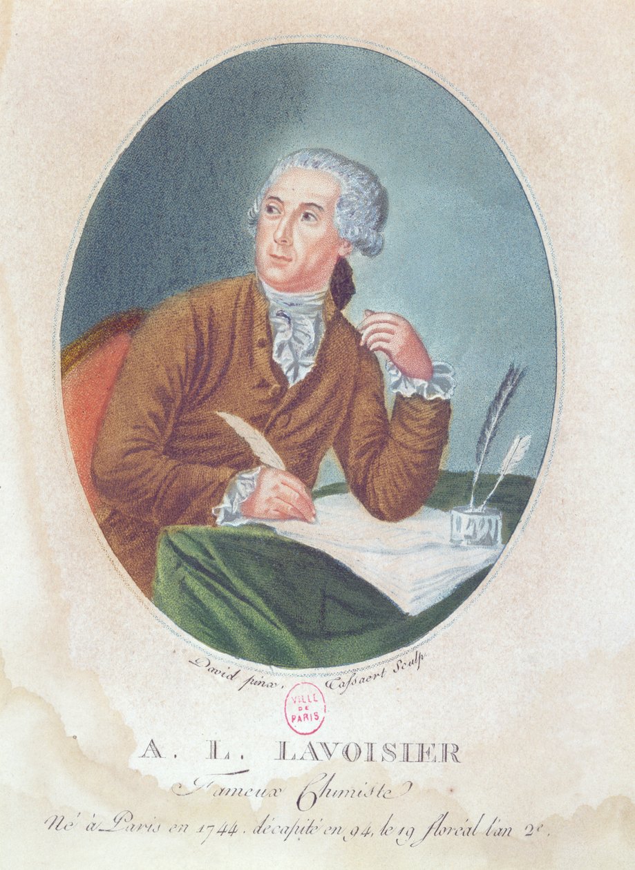 एंटैस लॉरेंट डी लवॉज़ियर (1743-94) टासर्ट द्वारा उत्कीर्ण, c.1794 द्वारा जैक्स लुई डेविड