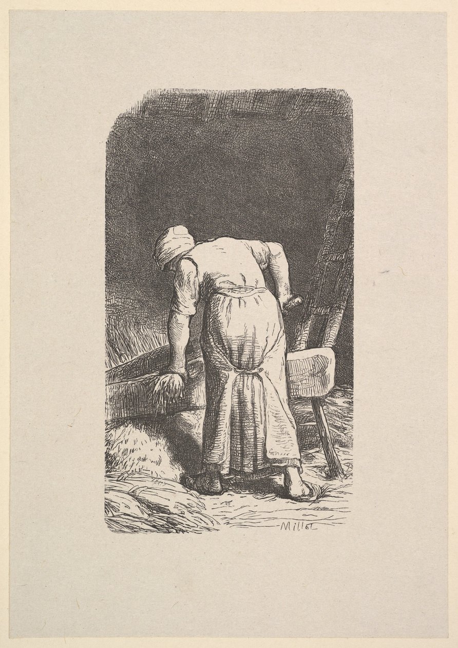 वुमन कटिंग व्हीट, 1853। द्वारा जैक्स एड्रियन लैविएले