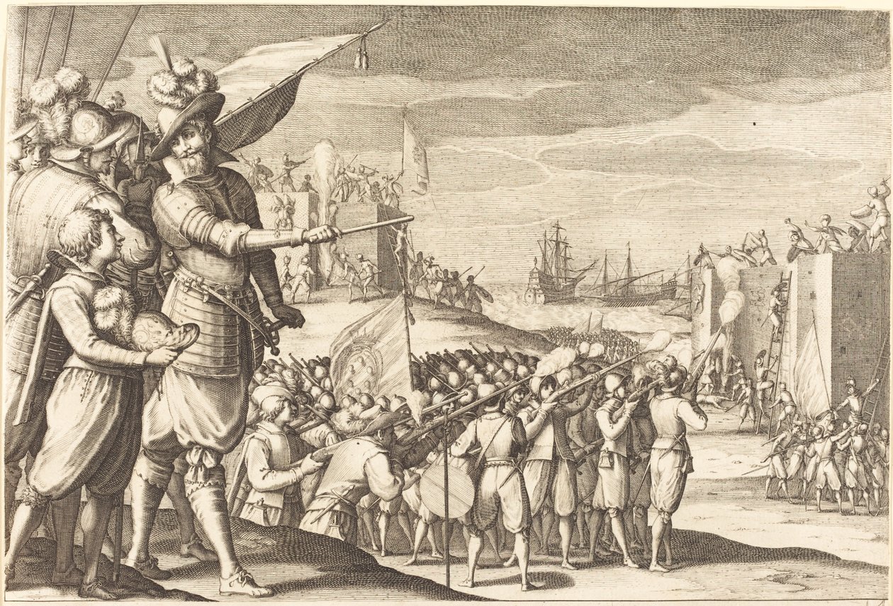 दो किलों पर हमला, सी. 1614. द्वारा जैक्स कैलोट