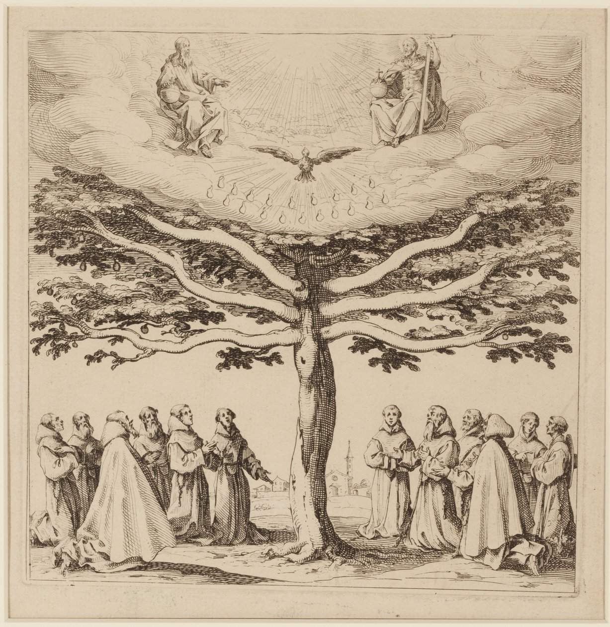 सेंट फ्रांसिस का पेड़, c.1619 (नक़्क़ाशी) द्वारा जैक्स कैलोट