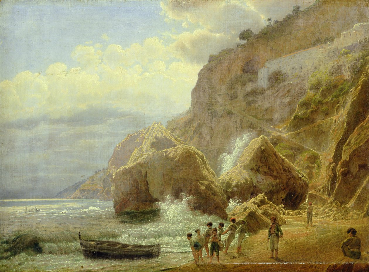 इतालवी तटीय लैंडस्केप, 1844 (कागज पर तेल कैनवास पर रखा गया) द्वारा जैकब ऑल्ट