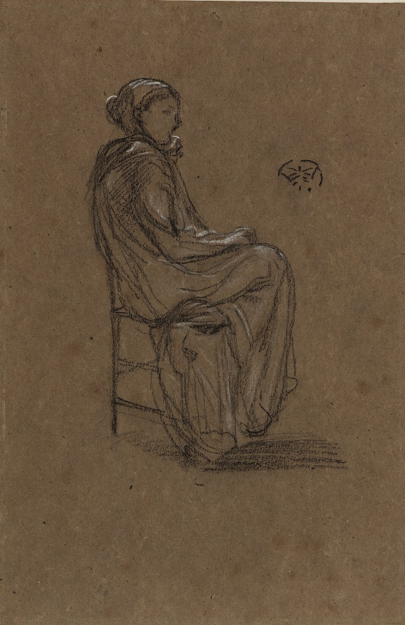 महिला चित्रा, बैठा, 1870-73 (भूरे रंग के कागज पर काले und सफेद चाक) द्वारा जेम्स एबॉट मैकनील व्हिस्लर