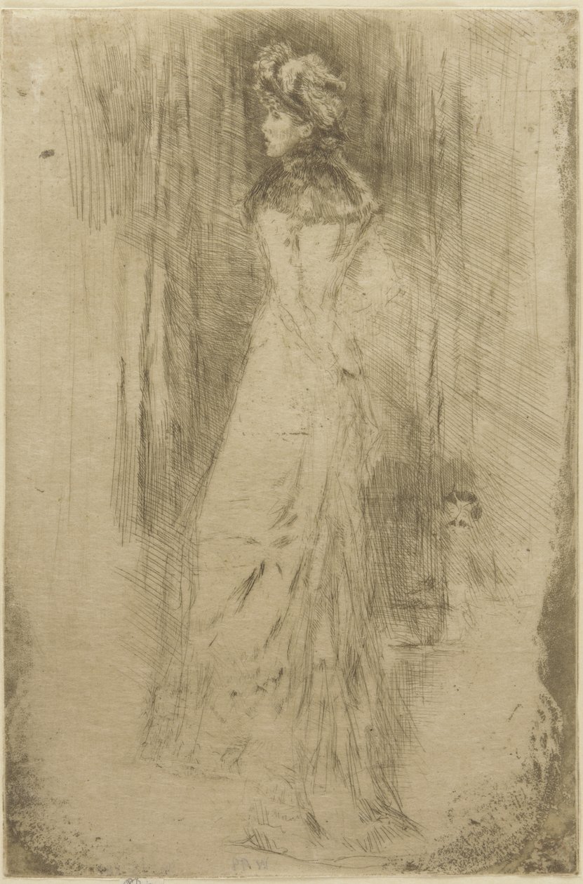 Maude, खड़े, c.1873 (कागज पर drypoint) द्वारा जेम्स एबॉट मैकनील व्हिस्लर