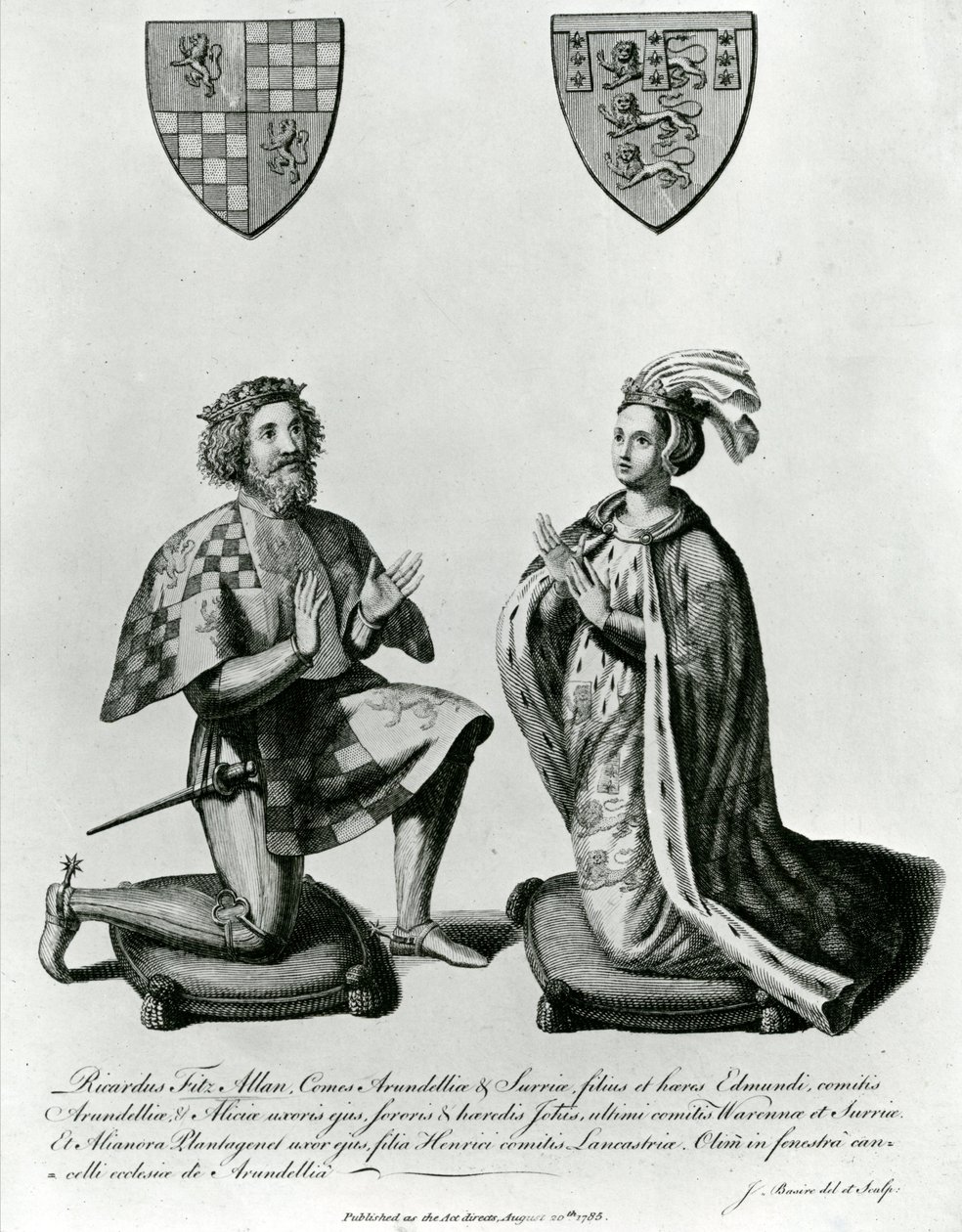 रिचर्ड फिट्ज़लान, तीसरा (10 वां) अर्ल ऑफ अर्लेल (c.1307-76) और एलुंडर काउंटेस ऑफ़ अरुंडेल, 1785 द्वारा जेम्स बेसिर