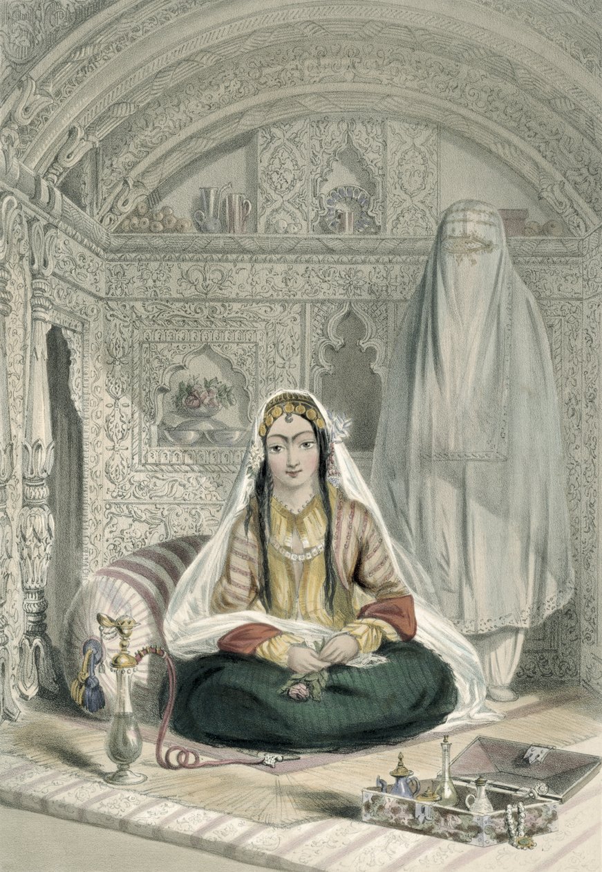1848 में वाकर द्वारा उकेरी गई &39;सीन, इनहाबिटेंट्स एंड कॉस्ट्यूम्स ऑफ अफगानिस्तान&39; से उनके इन और आउट-ऑफ-डोर कॉस्ट्यूम में काबुल की लेडी द्वारा जेम्स रैट्रे