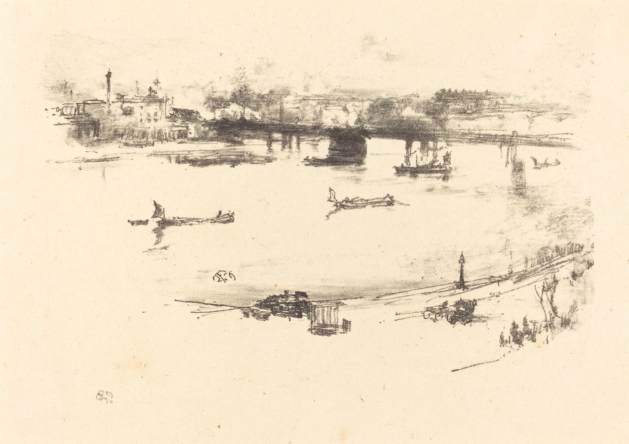 चेरिंग क्रॉस रेलवे ब्रिज, 1896। द्वारा जेम्स एबॉट मैकनील व्हिस्लर