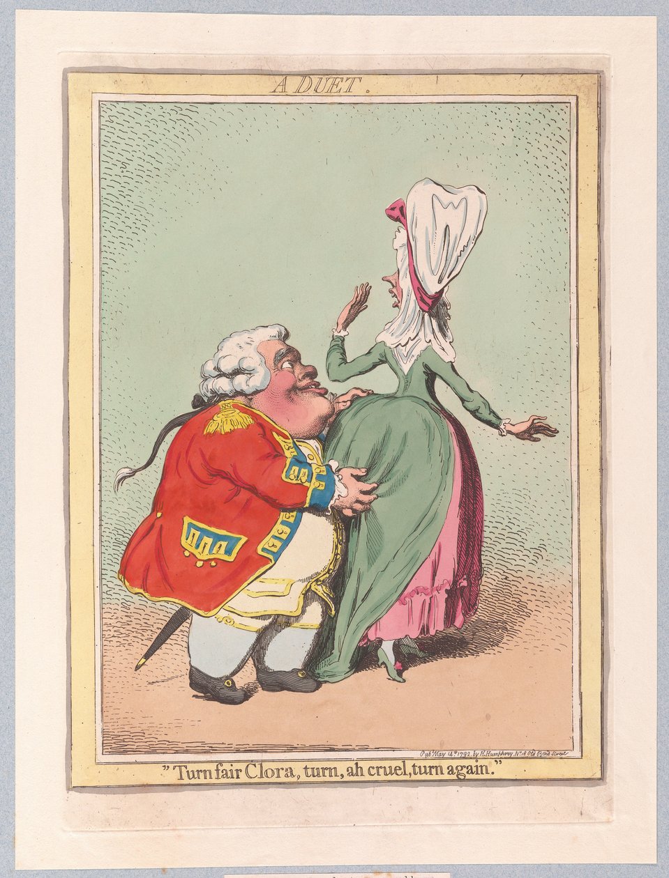 एक युगल, पब। 1792 (हाथ के रंग का उत्कीर्णन) द्वारा जेम्स गिलियरे