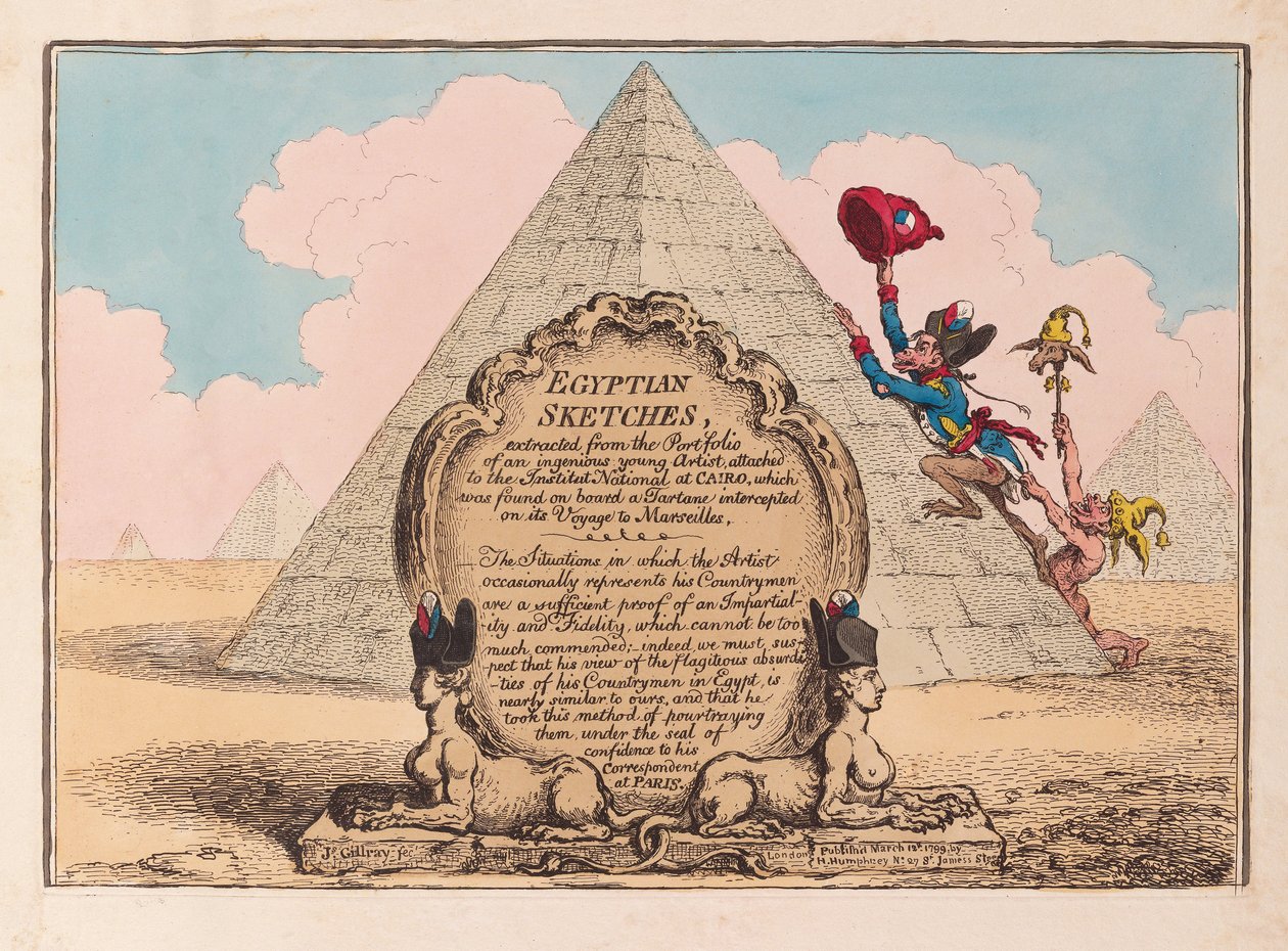मिस्र के रेखाचित्र, पब 1799 (हाथ के रंग की नक्काशी) द्वारा जेम्स गिलियरे