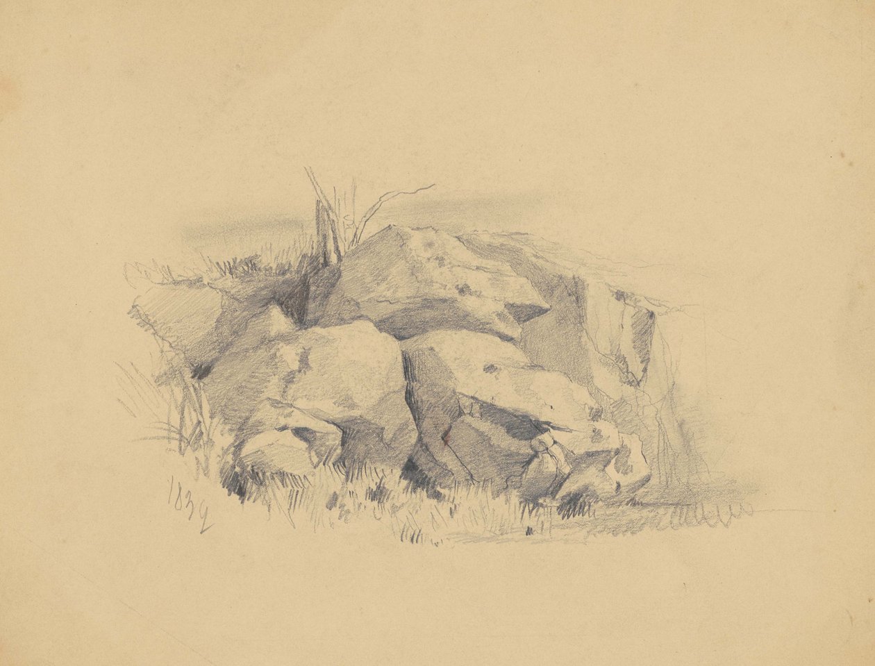 रॉक्स, 1839 (विंग पेपर पर ग्रेफाइट) द्वारा जेम्स गुडविन क्लोननी