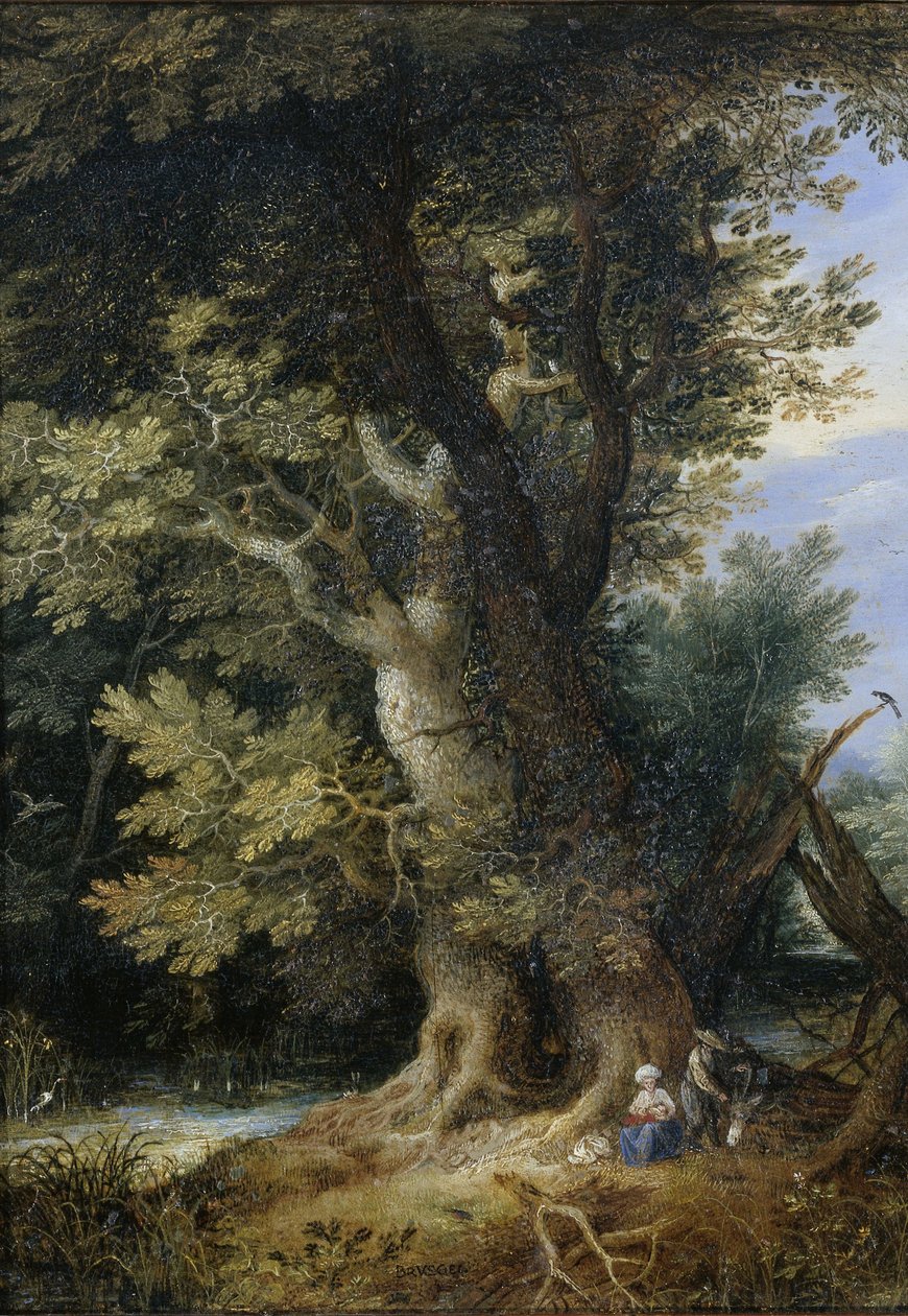 मिस्र में उड़ान पर आराम, 1600-99 (तांबे पर तेल) द्वारा Brueghel के बाद Jan द एल्डर