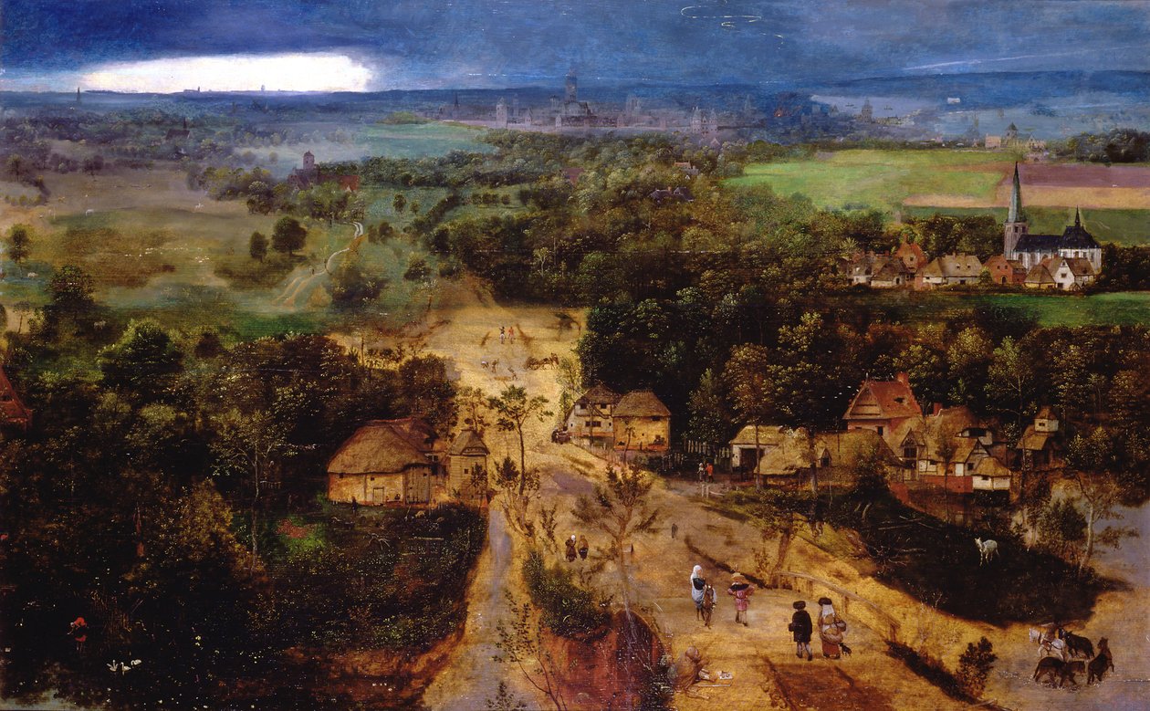 मिस्र में उड़ान के साथ लैंडस्केप, c.1530 द्वारा जन वैन एमस्टेल
