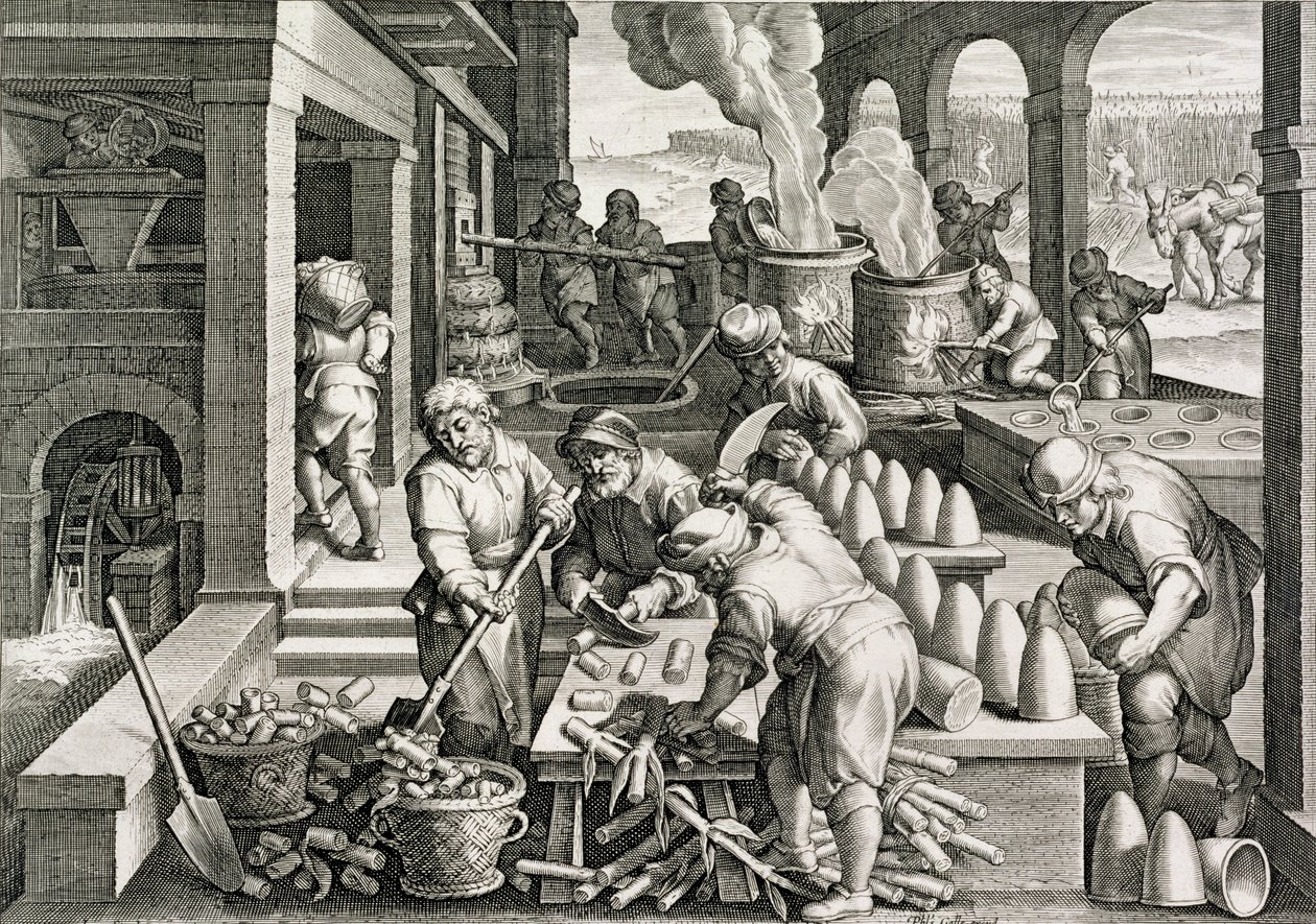 फिलिप मिल (1537-1612) c.1600 द्वारा उत्कीर्ण &39;नोवा रेपर्टा&39; (नई खोजों) से प्लेट चीनी की एक चीनी मिल और प्लेट 14 का उत्पादन (देखें 320917 भी) द्वारा जन वैन डर स्ट्रेट