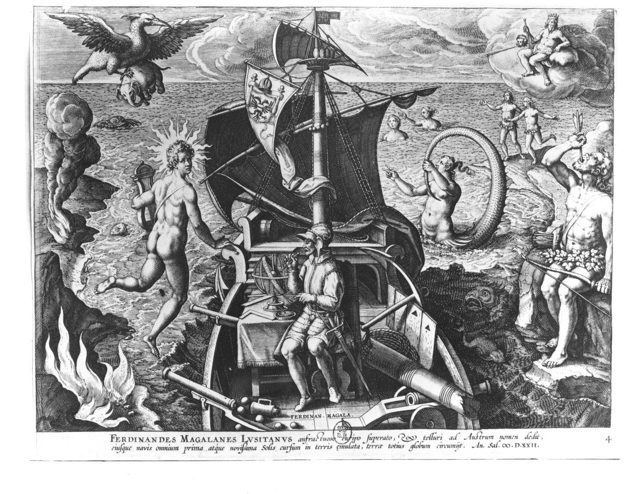 फर्डिनेंड मैगलन (c.1480-1521) अपनी कारवेल, 1522 पर सवार थे द्वारा जन वैन डर स्ट्रेट