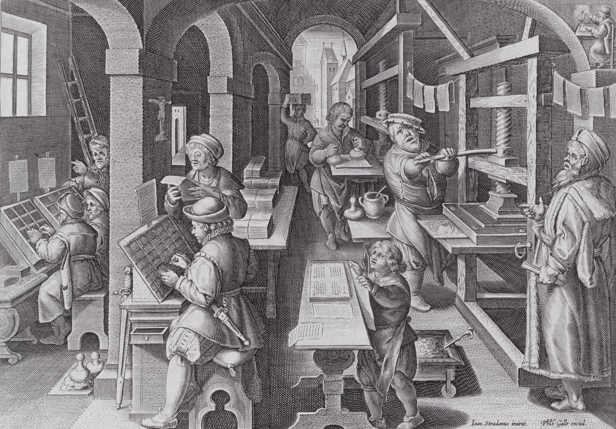 फिलिप गाल (1537-1612) c.1600 द्वारा उत्कीर्ण &39;नोवा रिपर्टा&39; (नई खोजों) से मुद्रण का विकास, प्लेट 5 द्वारा जन वैन डर स्ट्रेट